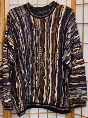 Tundra Canada men's sweater neutral colors tan brown black grey EUC size Medium